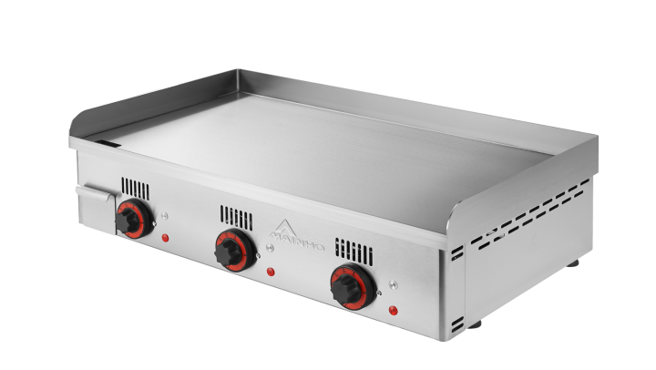 Plancha professionnelle de la gamme MAINHO - Novo Snack équipée de la fameuse plaque de cuisson en fonte d'acier de 80 cm de large. Parfaite pour les clubs et associations de cuisine à la plancha.